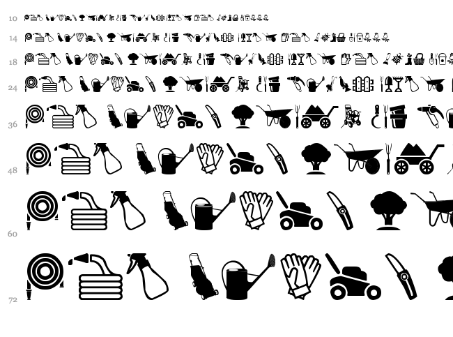 Garden Icons font waterfall